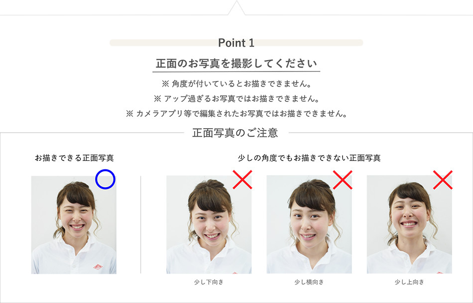 正面のお写真を撮影してください