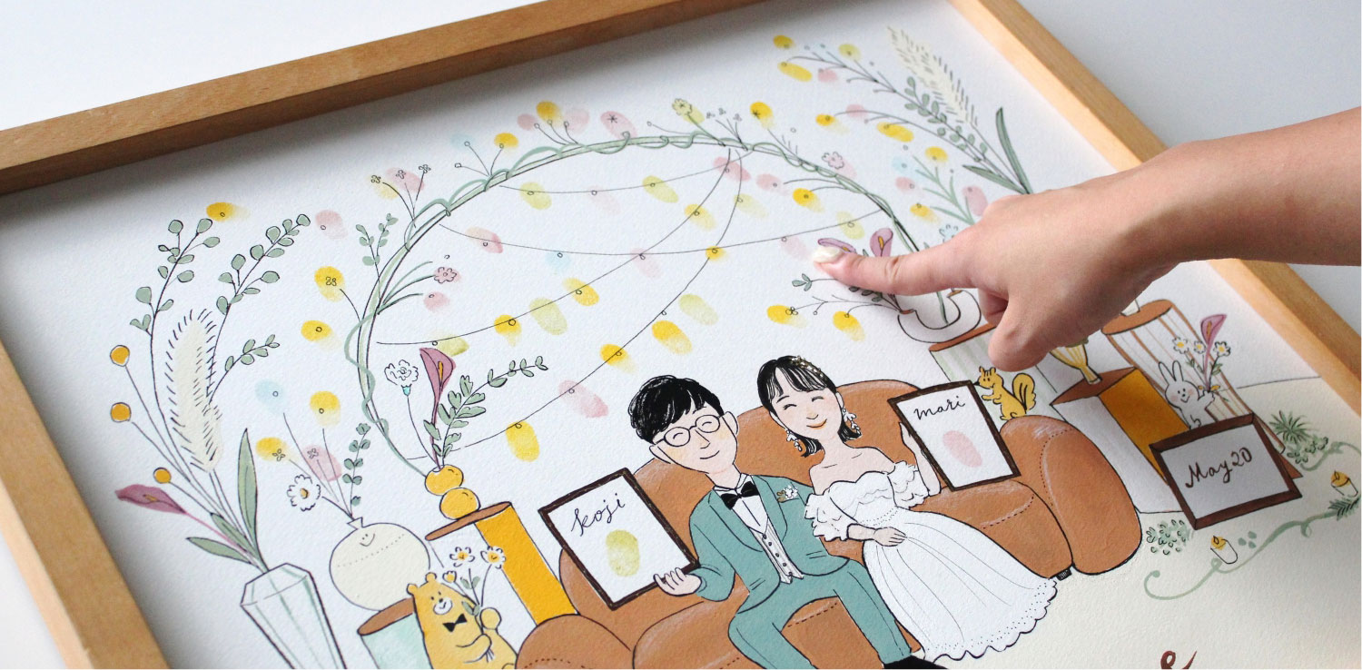 作家「anco」の似顔絵ウェルカムボード