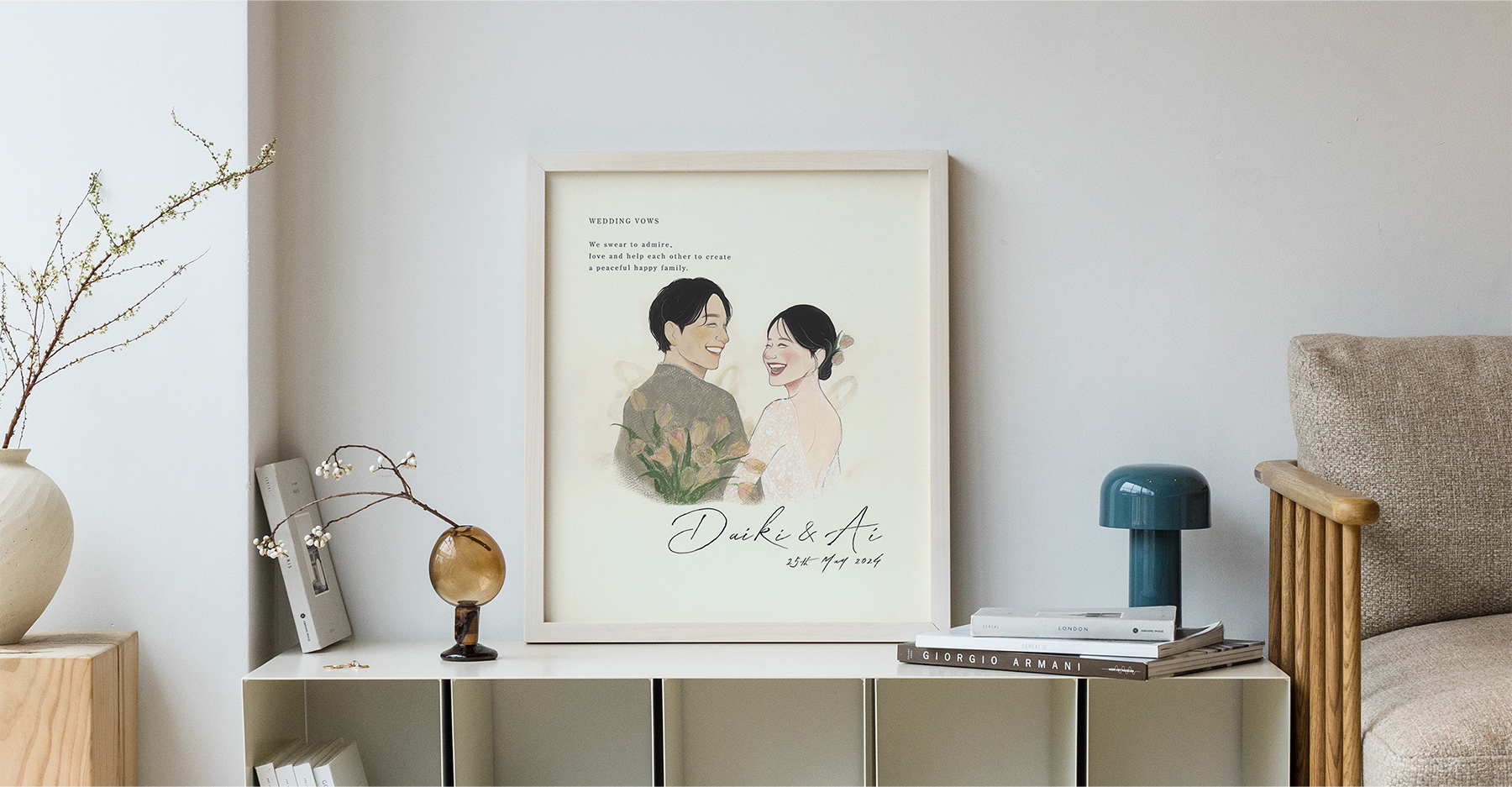 作家「ebisu」の似顔絵ウェルカムボード