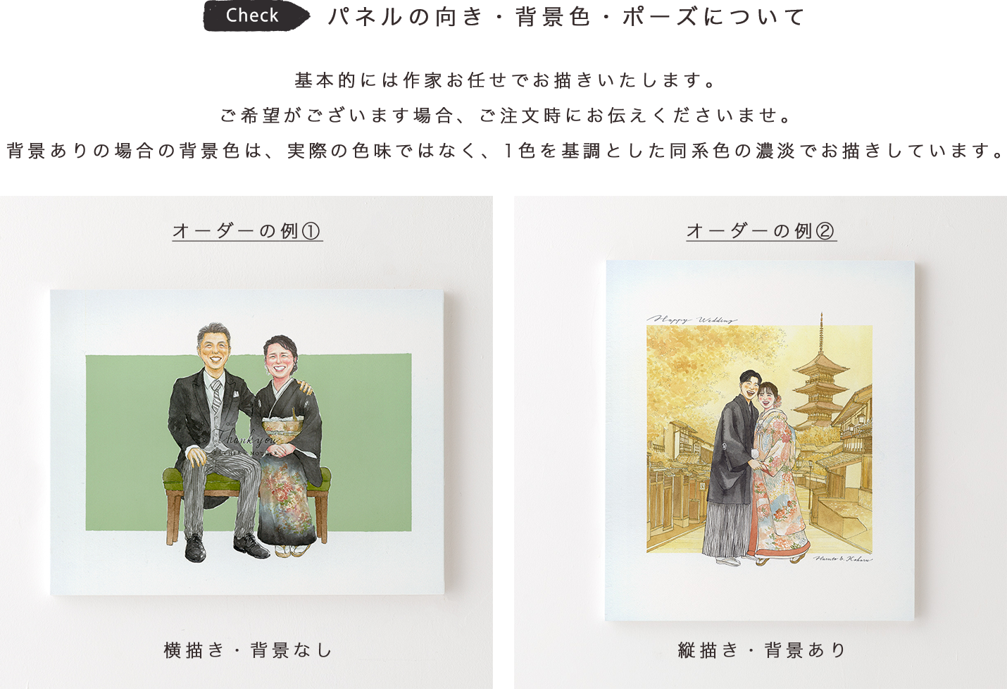 パネルの向き・背景色・ポーズについて