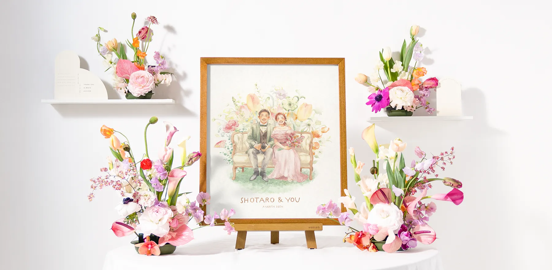 作家「彩 haconiwa」の似顔絵ウェルカムボード