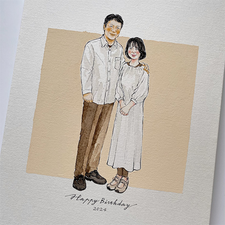 「還暦というお祝いに暖かい絵を描いて頂き、ありがとうございました。」 nokami