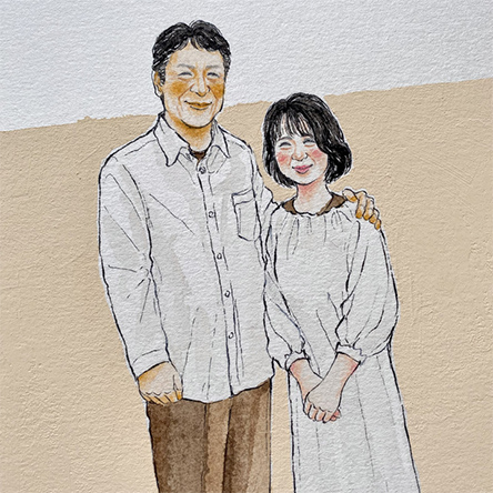 「還暦というお祝いに暖かい絵を描いて頂き、ありがとうございました。」 nokami