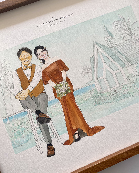 「思い出のチャペルと私たち二人をひとつの絵にして下さってありがとうございます。」 nokami