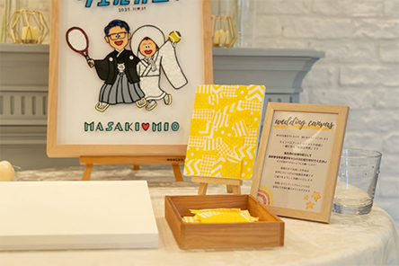 「ファブリックコラージュで結婚証明書を完成させました！」 ぐりこ