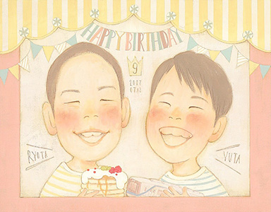 「息子たちも自分の似顔絵を見て大喜び☆」 まあこ