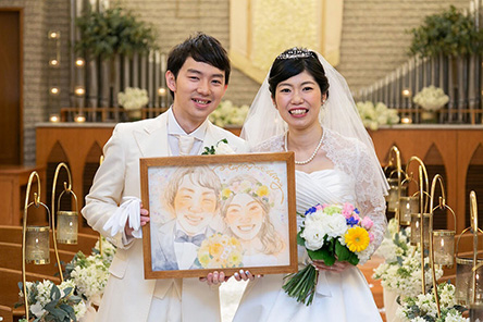 「家族が増えたら今度は3人の似顔絵を描いて頂きたいと思っています」 彩