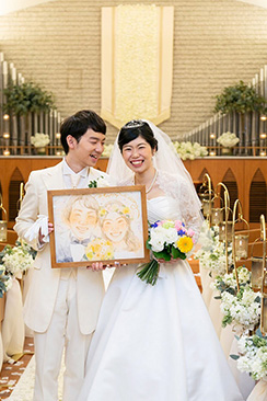 「家族が増えたら今度は3人の似顔絵を描いて頂きたいと思っています」 彩