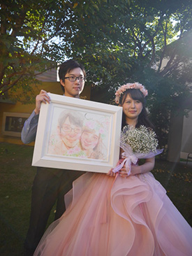 「披露宴に来てくださった多くの方にマッキーさんの絵を見ていただき、大好評でした！」 マッキー