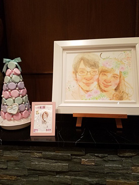 「披露宴に来てくださった多くの方にマッキーさんの絵を見ていただき、大好評でした！」 マッキー
