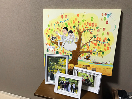 「ancoさんに似顔絵を描いていただくことが、結婚式を迎える一歩手前の夢だったので、本当に嬉しく思います。」 anco