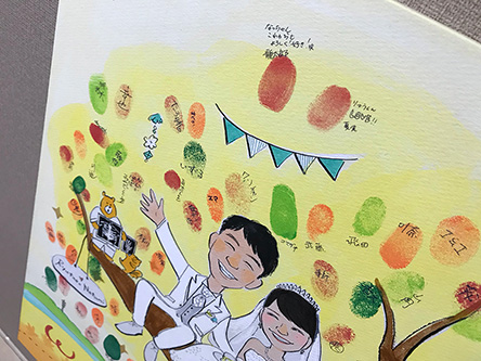 「ancoさんに似顔絵を描いていただくことが、結婚式を迎える一歩手前の夢だったので、本当に嬉しく思います。」 anco