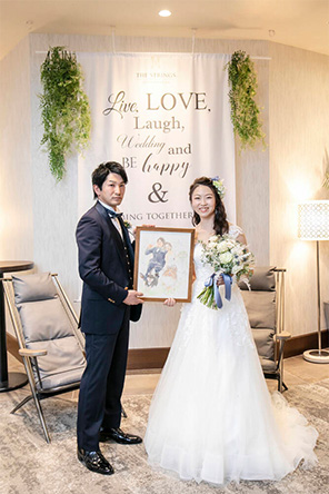 「絵を見るたびに結婚式のこと、マロンのことを思い出します(^^)」 フジエシュンスケ