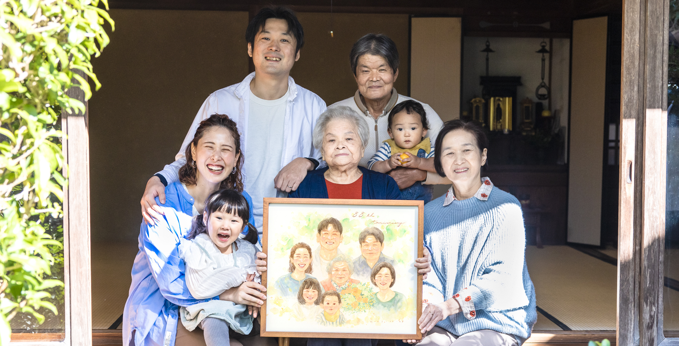 米寿・傘寿のお祝い似顔絵