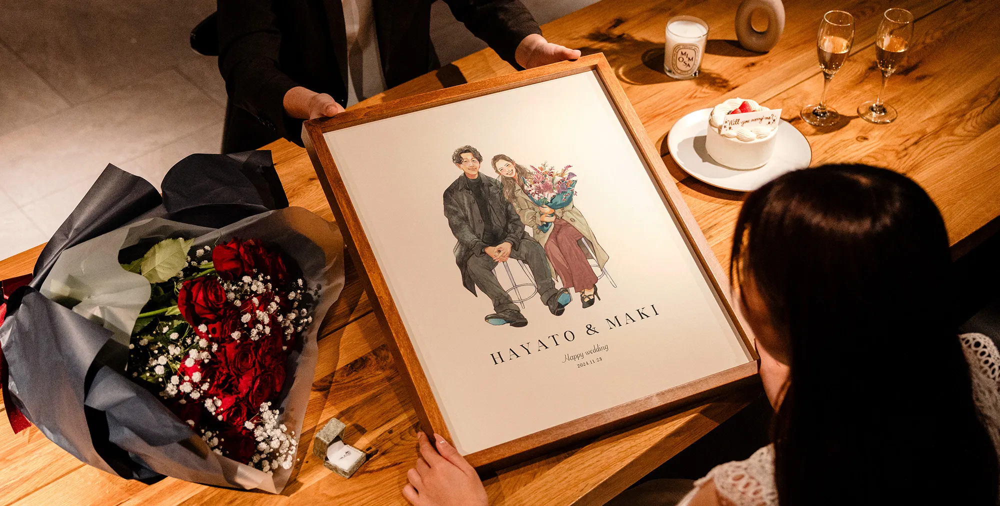 プロポーズの似顔絵